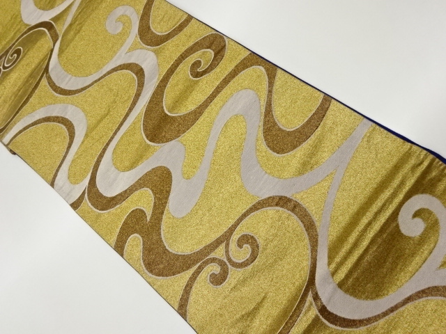 JAPANESE KIMONO / VINTAGE FUKURO OBI / WOVEN WAVY STRIPE